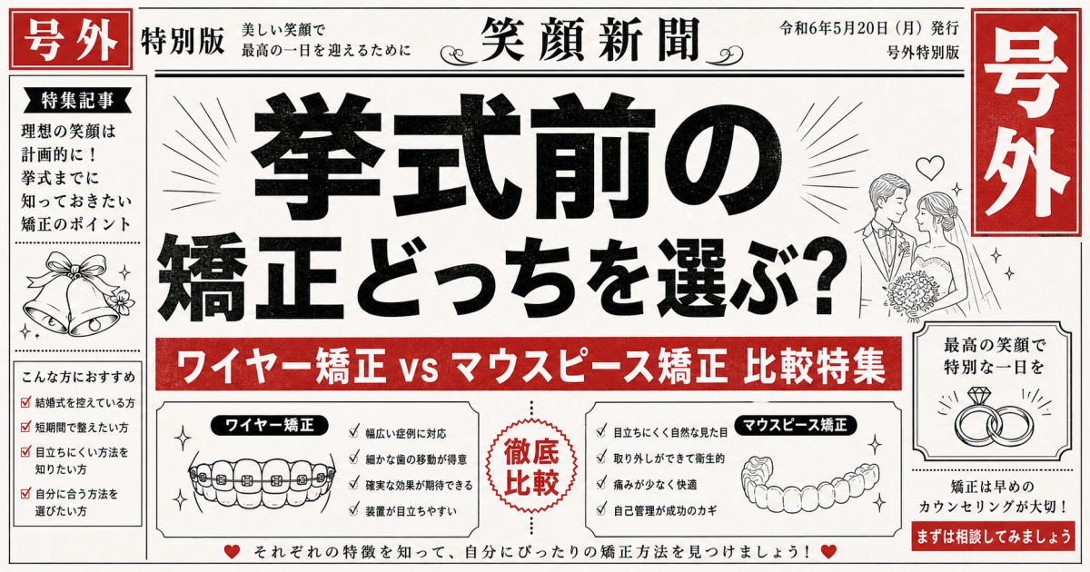 挙式前に！ワイヤー矯正とマウスピース矯正の違いと後悔しない選び方