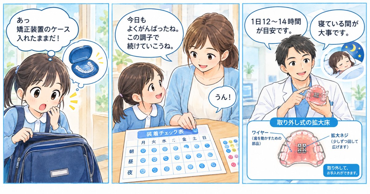 忘れっぽい子どもでも床矯正は続けられる？装着時間の目安と対策