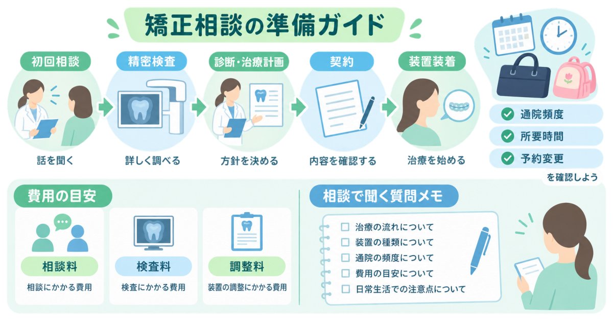 仕事と育児で忙しい方へ｜初めての矯正相談準備と費用・通院の質問